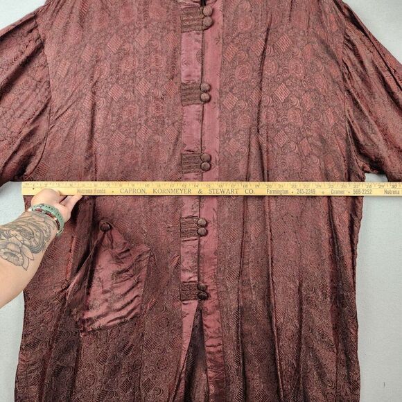 Women's Endless Knot Art Blouse Saigon Top Brown Long Sleeve One Size - Picture 3 of 6